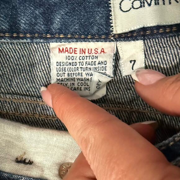 Vintage 90s Calvin Klein Dark Wash Blue High Rise Mom Jeans Tapered Leg Size 7 - Picture 7 of 10